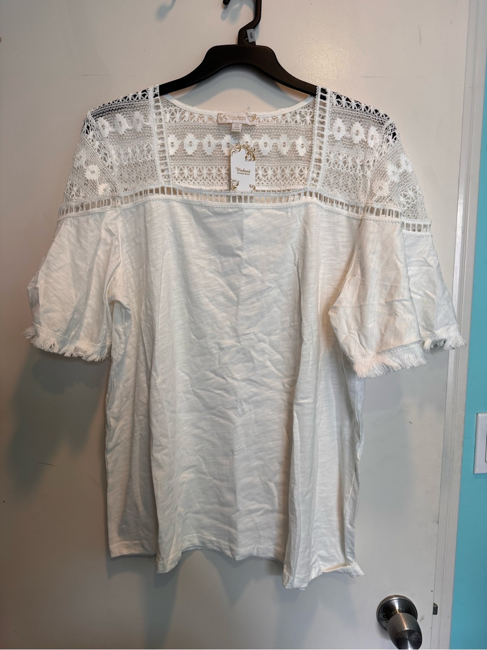 White Crochet Yoke Women’s Top